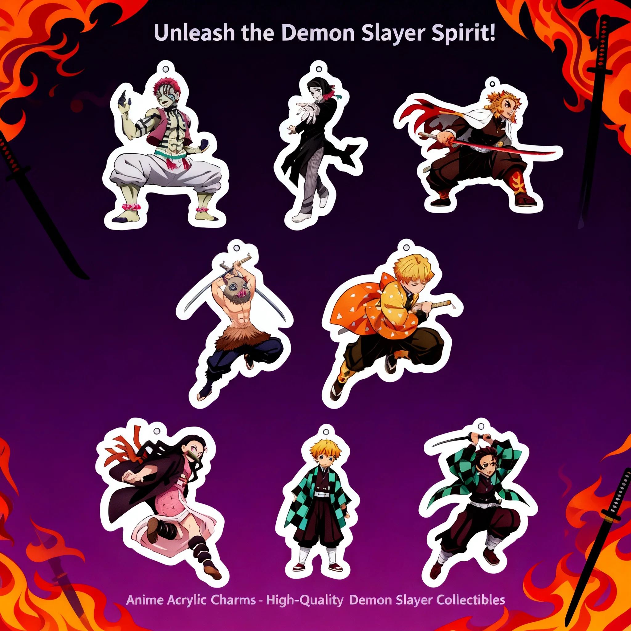 

Demon Slayer Acrylic Keychain Tanjiro Kamado Nezuko Giyu Tomioka Zenitsu Agatsuma Shinobu Kocho Anime Merchandise Gift