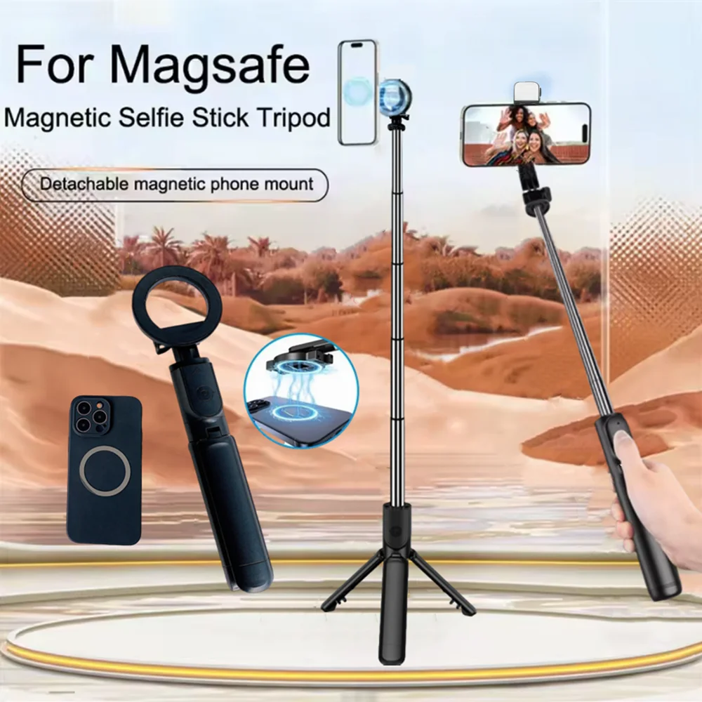 FANGTUOSI Wireless Selfie Stick Tripod Stand with Detachable Remote for iPhone Mobile Phone  Live Streaming
