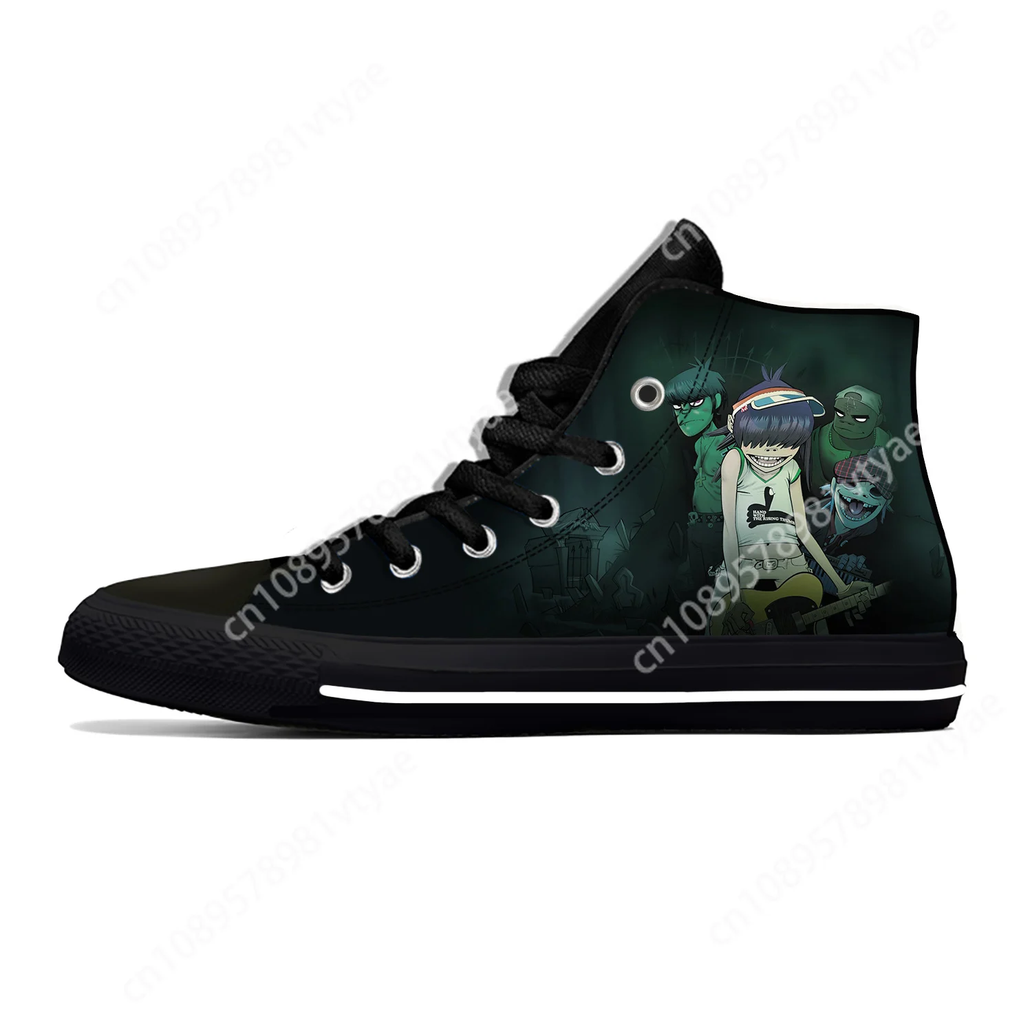 Gorillaz sepatu kain kasual Pria Wanita, sneaker Band Rock chakra mie Murdoc Russel atasan tinggi ringan bersirkulasi motif 3D