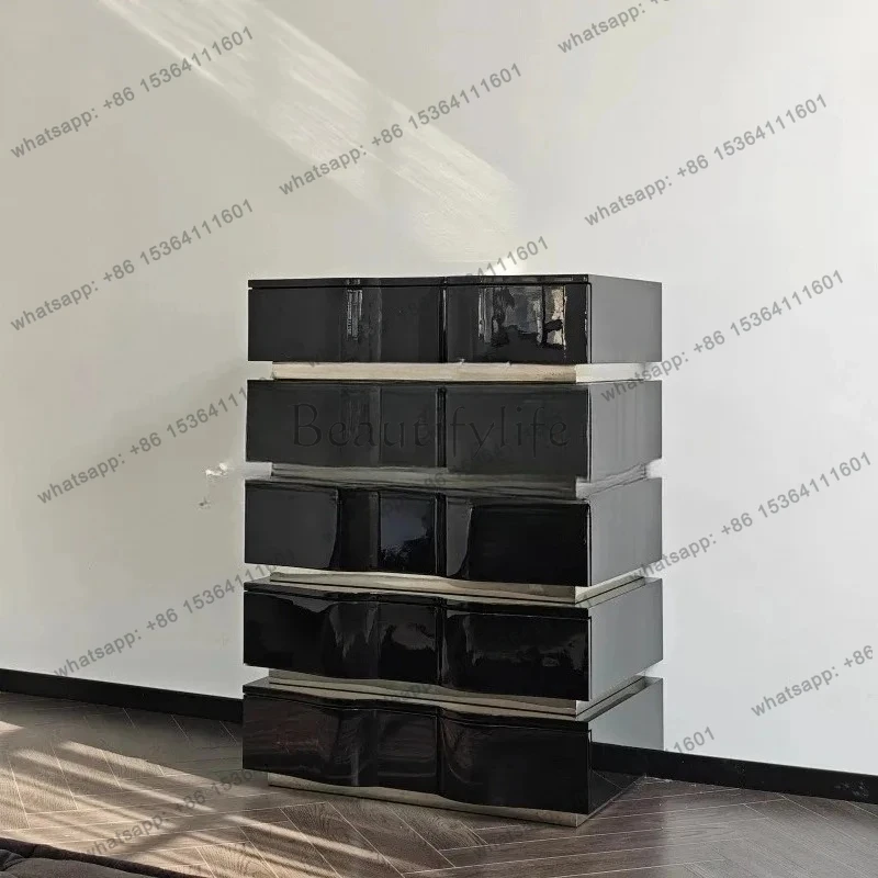 

Italian minimalist, metal dining side cabinet, solid wood retro, art side cabinet, entrance storage cabinet