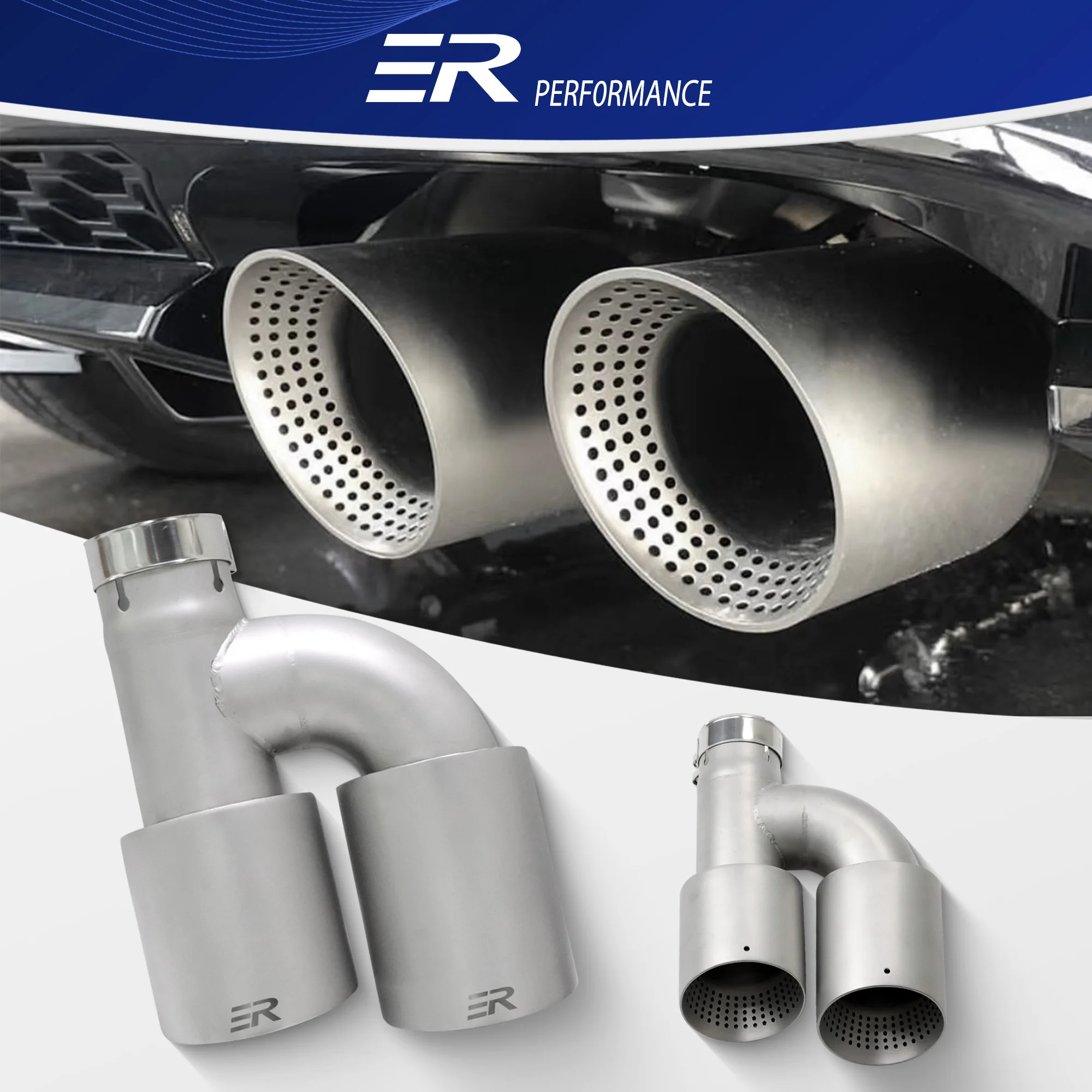 

Exhaust Racing Muffler Tip Car modify Matte Stainless Double Outlet Exhaust Pipe Upgrade Nozzle Decoration tail Pipes