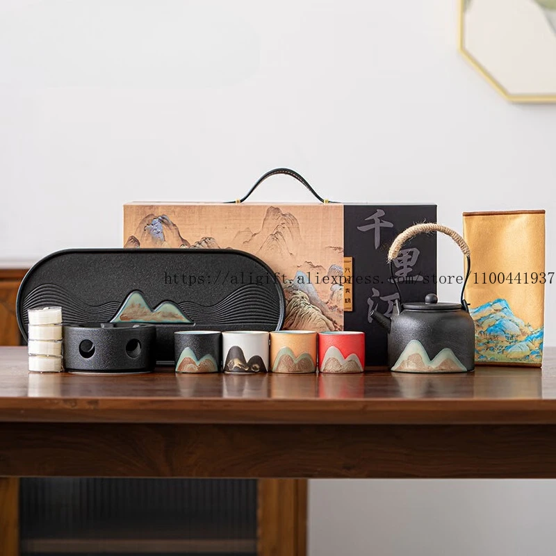 

Керамическая ручная роспись глазурью с тысячей мылей рек и горами, тарелка для сухого пивоварения, культурный креативный сувенир