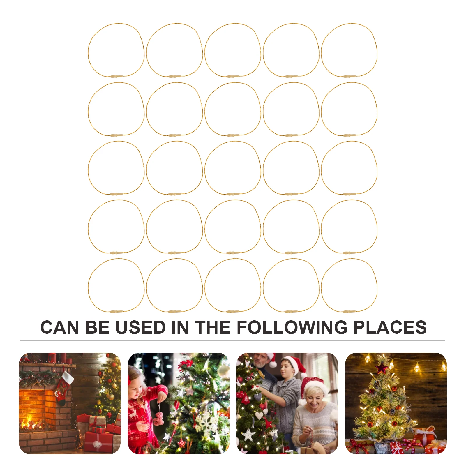 

200Pcs Christmas Snap Locking Hanging Ropes Polyester Strings for Ornaments Clothing Price Tags Gifts Christmas Ball Hangers