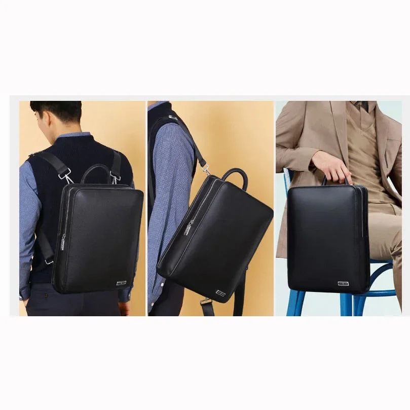 Mochilas de couro de vaca genuína para homens, mochila de estudante de couro natural real, grande bolsa de laptop para computador