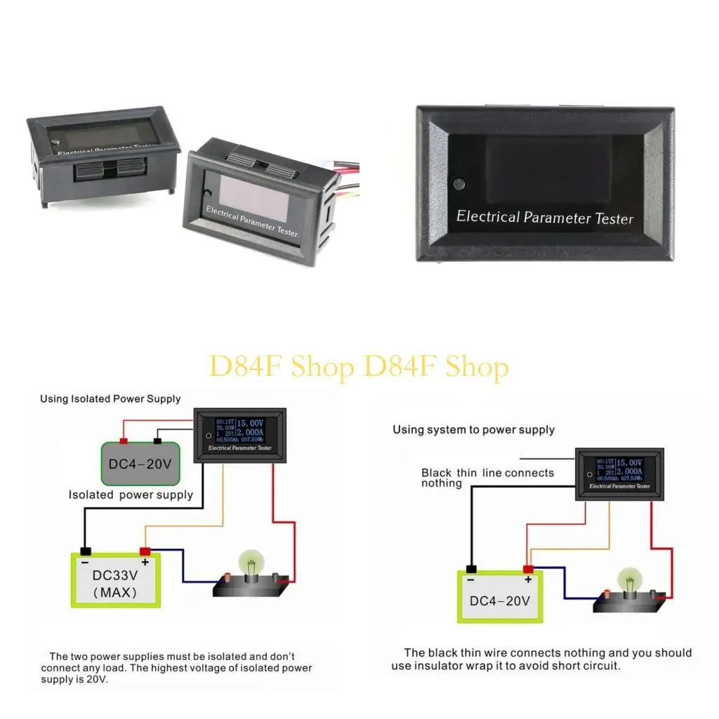 

D84F 7 в 1 Многофункциональный цифровой OLED-дисплей Измеритель электрических параметров Напряжение Усилитель тока Мощность 33 А