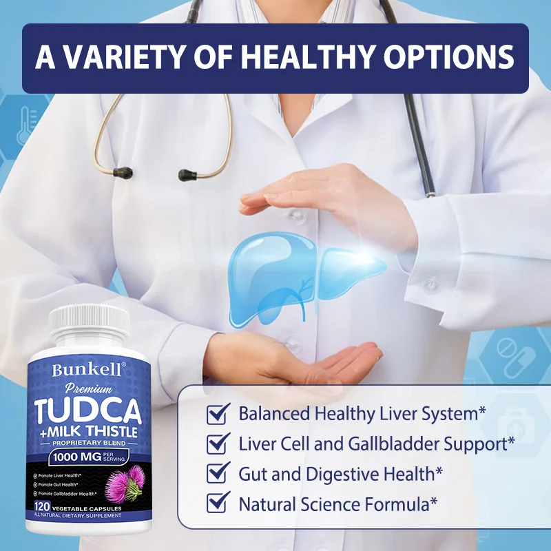 TUDCA + Milk Thistle Supplement - Bile Salts Liver Support, Gallbladder Health, Gut Health, Liver Cleanse Detox & Repair Formula