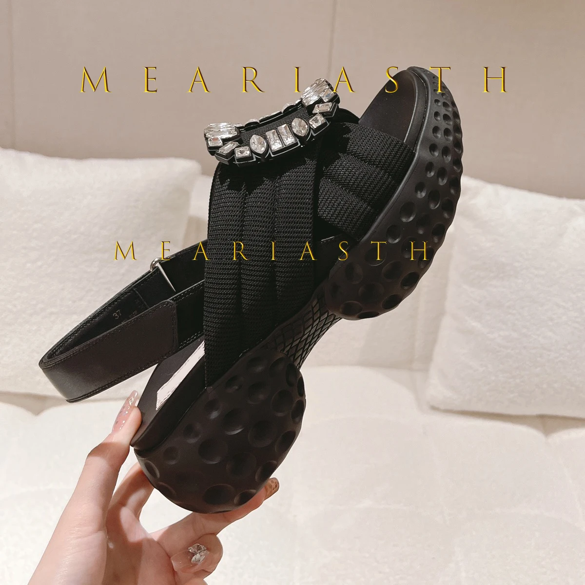 أحذية النساء Size35-41 الصنادل الكريستال سوبر عالية الكعب المفتوحة تو منصة مسطحة مضخات مطوي أحذية مصممين Zapatillas De Mujer