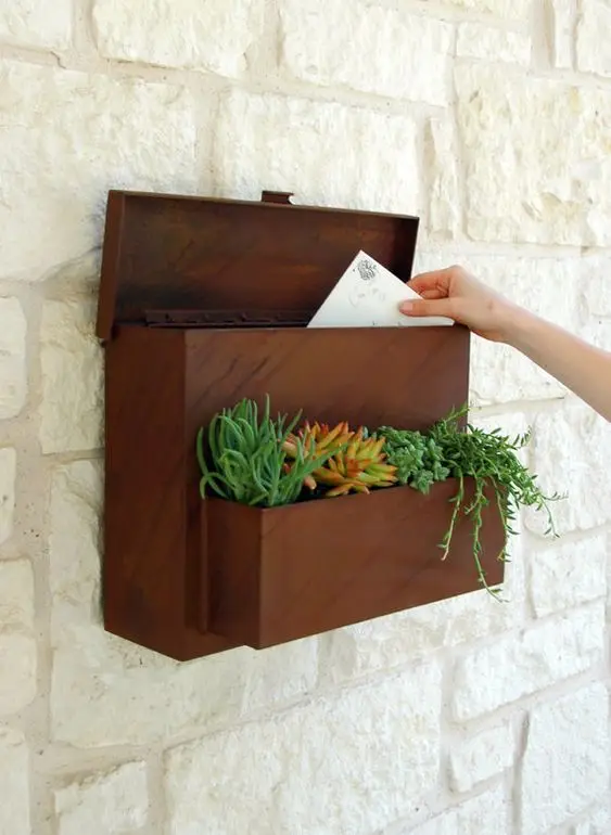 Standing Corten Steel Drop Box Newspaper Box Smart Outdoor Parcel Box