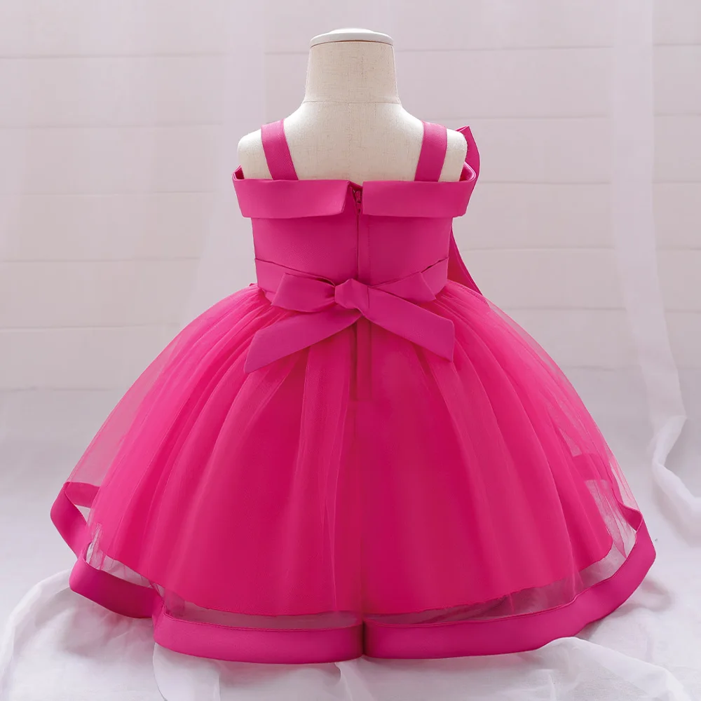 Toddler Baby Girls Summer Dress Applique Beading Bow Infant 1st Birthday Party Dresses For Wedding Prom Gown Baby Girl Clothes