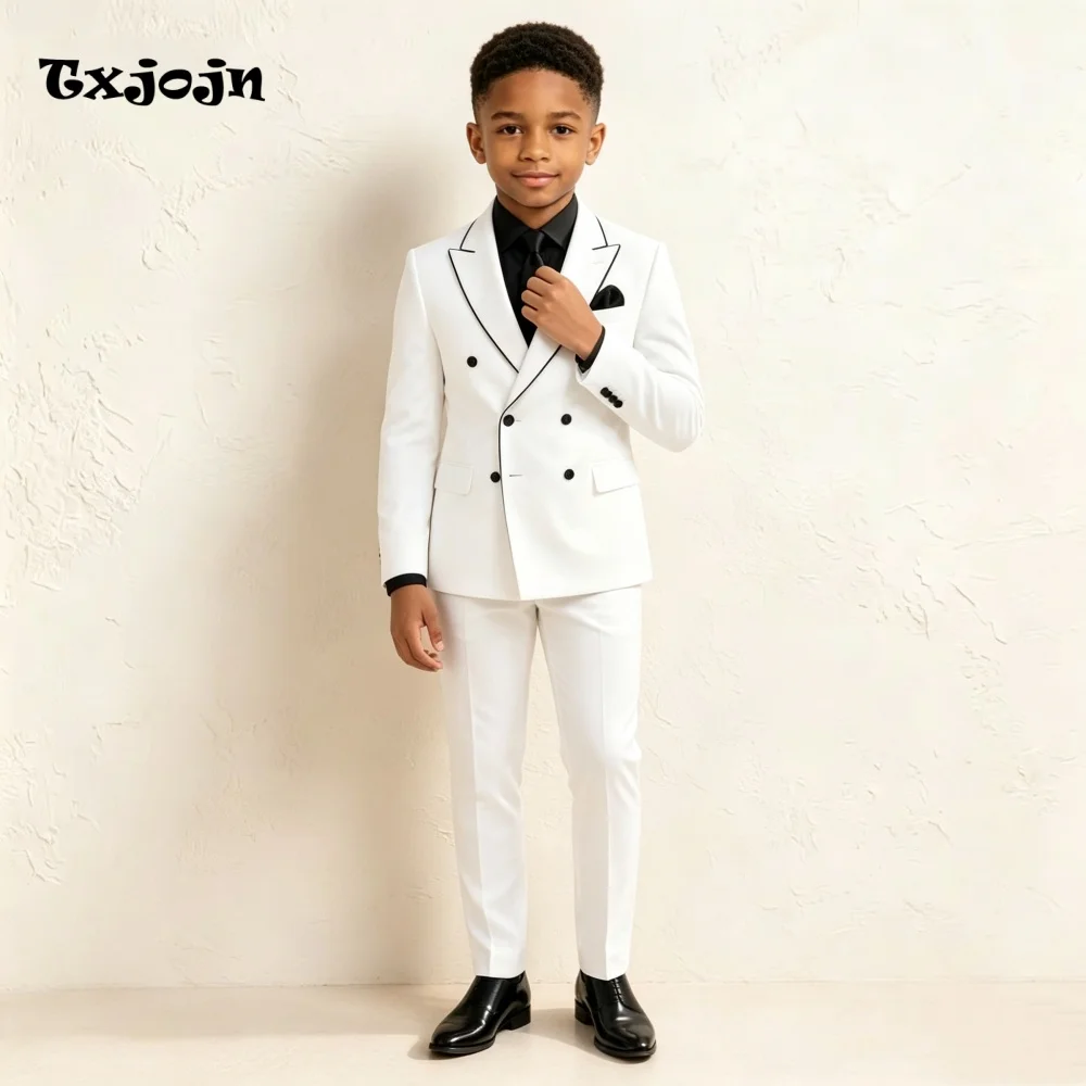 Formal Boys Suit Fashion Homecoming Tuxedos 2-piece Set Trend Peak Lapel Jacket Double Breasted Blazer Pants for Wedding Party