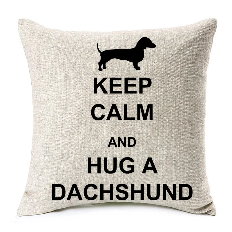 Dachshund Dog Cushion Covers Sausage Dog Painting Cotton Linen Decorative Pillow Covers Bedroom Sofa Home Decoration 45X45cm