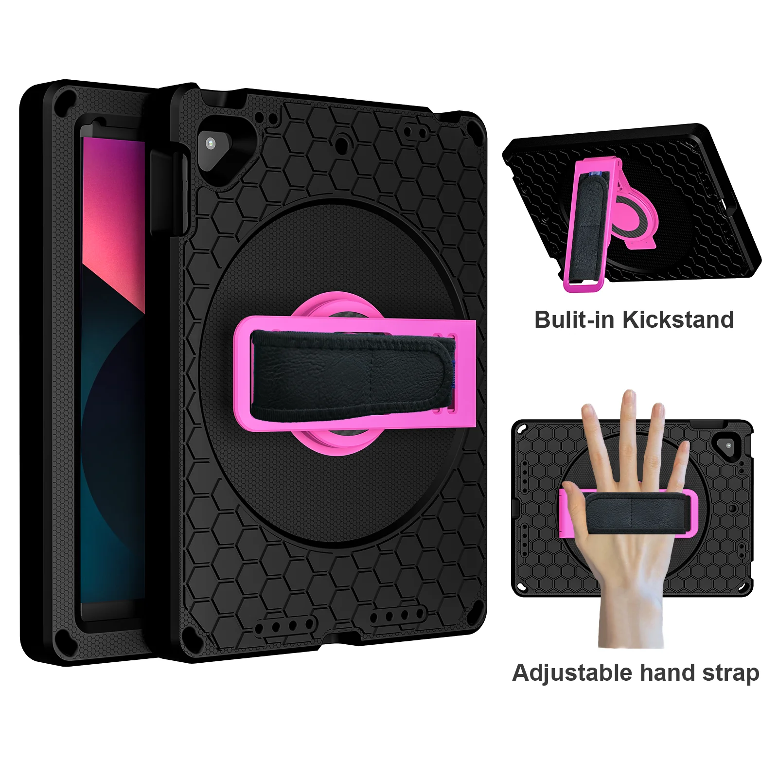 360 Rotatable EVA Case Universal For iPad 9.7 2017 2018 Air 1 2 5 6 5th 6th Built-in Kickstand Cover With Hand Shoulder Strap