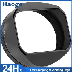 Haoge Metal Square Lens Hood for Fujifilm X100VI Fuji X100V Camera Accessories Black with 49mm UV Filter Adapter Ring LH-X54B