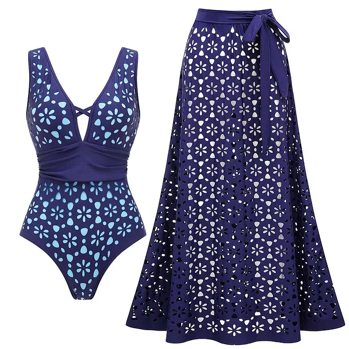 High-End Women's Fluorescent Hollow out Swimsuit Set for Beach And Seaside Vacation Stylish Elegant Two-Piece Swimwear