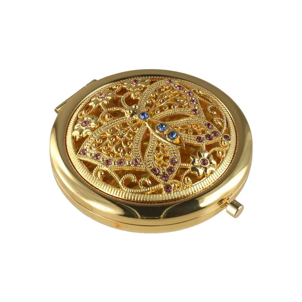 

Mini Metal Exquisite Mirror Gliter Decorative Portable Mirror Elegant Crystal Pocket Mirror Women