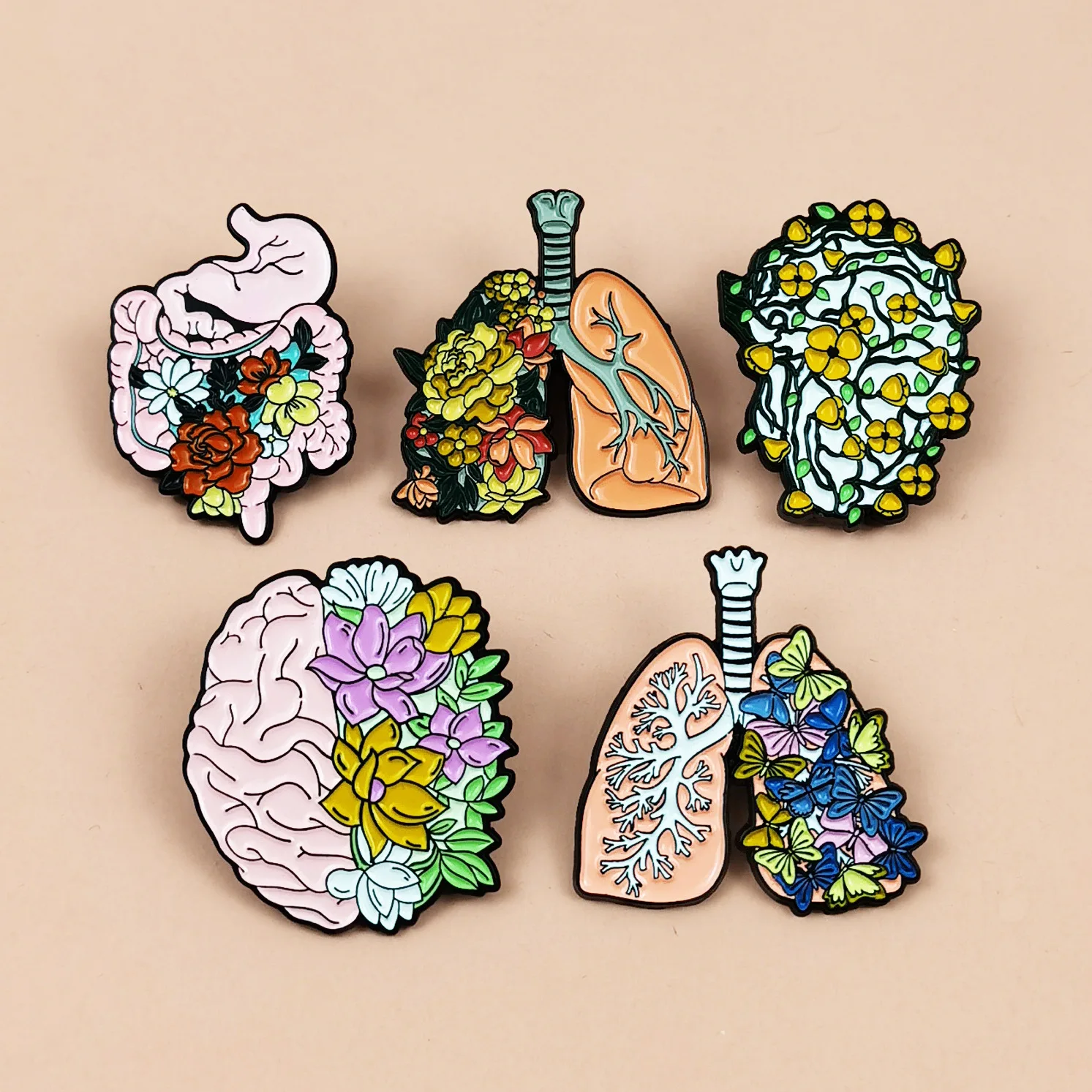 

Mix Funny 5pcs/set Creative Human Organs Enamel Pin Brooches for Lapel Pins Badge on Backpack Clothing Accessories