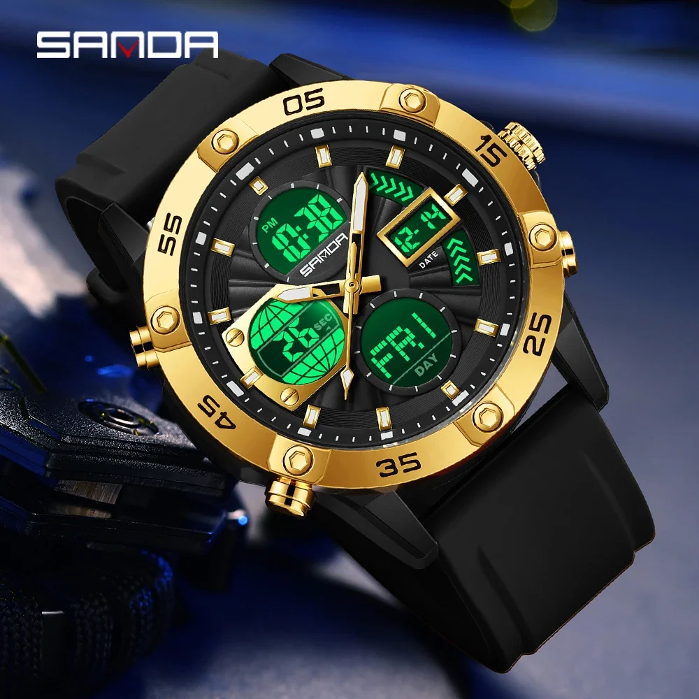 SANDA 6239 Luxury Brand Men's Military Watch Waterproof Tape Chronograph Sports Men's Fashion Quartz Watch