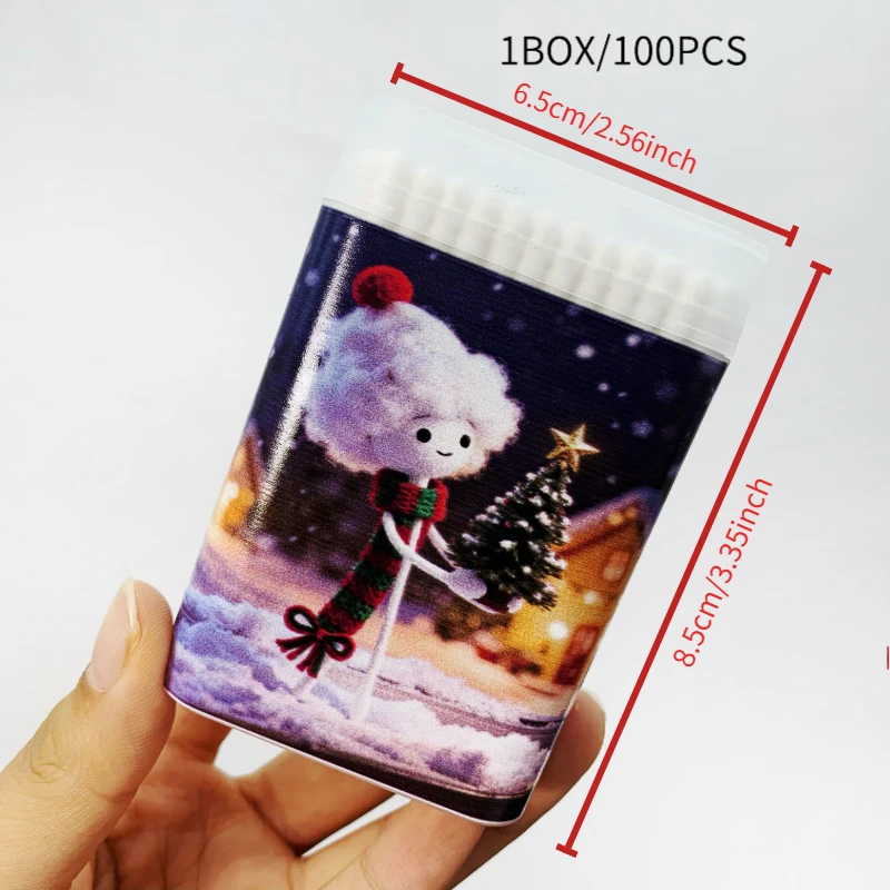 300 قطعة عيد الميلاد الثلوج المخملية راقصة التصميم مسحات القطن ، عيد الميلاد قزم موضوع كرات القطن ، العصي الدقيقة ، مسحات القطن