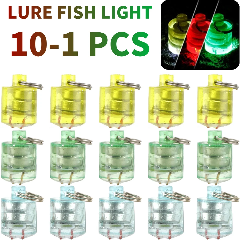 10-1 Uds Mini luz de pesca submarina luces de pesca de gota profunda luz de señuelo atractiva para pesca nocturna en agua dulce agua salada