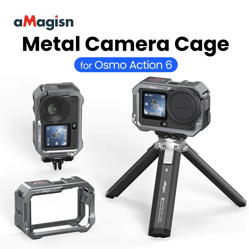 

Металлический защитный корпус для камеры DJI Osmo Action 6, силиконовая крышка объектива, защитный чехол из алюминиевого сплава, аксессуары для холодного крепления