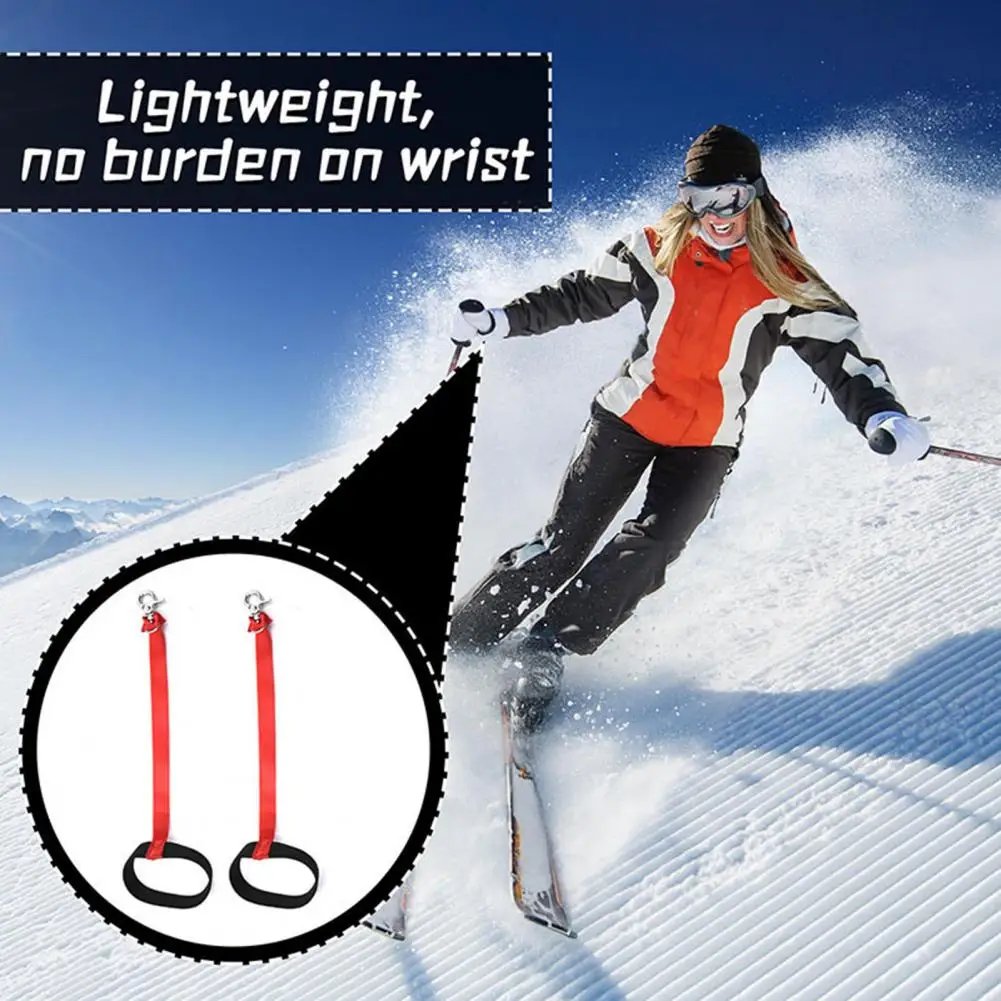 

Ski Boot Strap Ski Gloves Safety Strap Set for Winter Sports Elastic Wrist Leash Holder Metal Button Clip Ski for Mountaineering