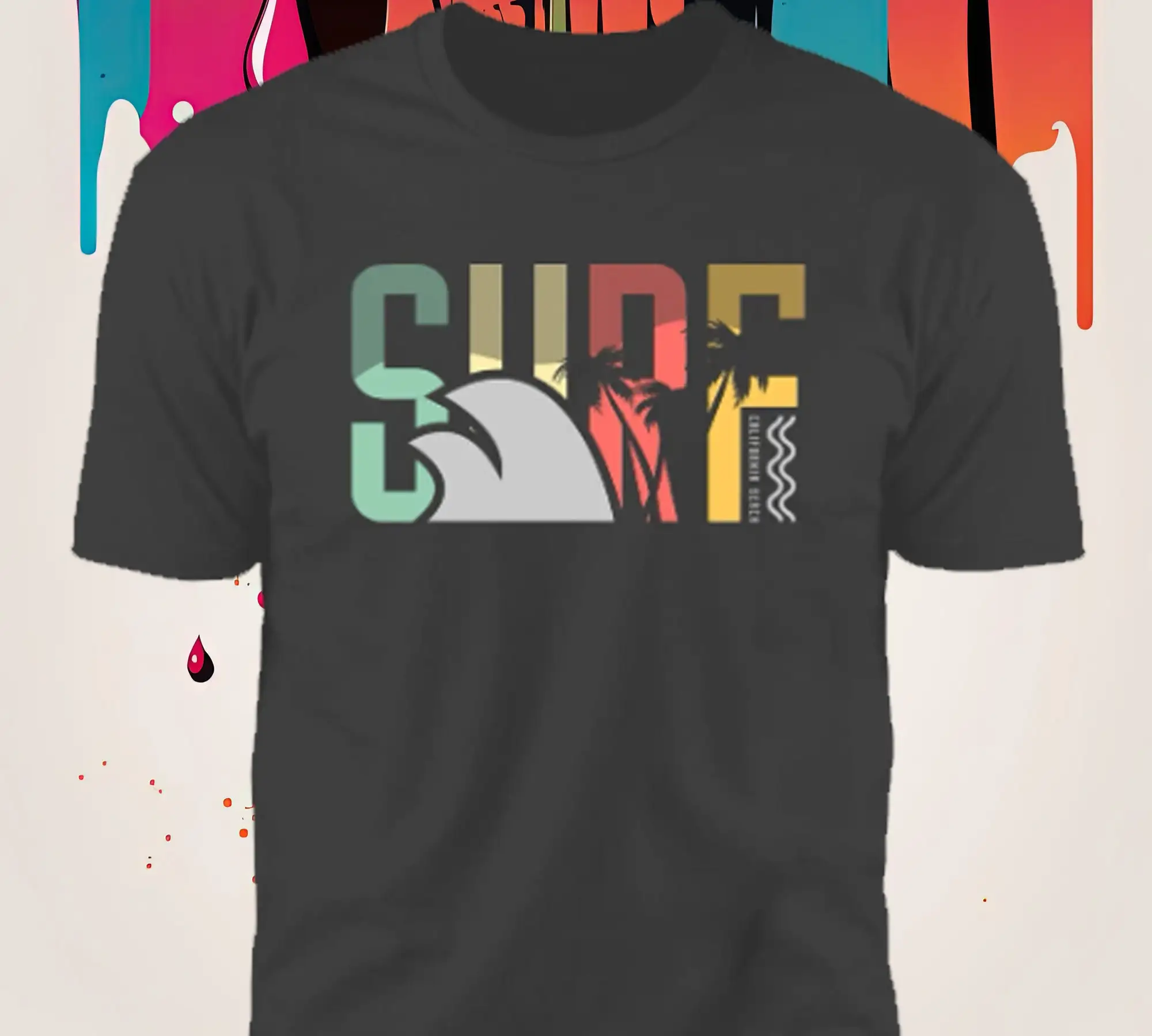 Surf California Beach T Shirt Closeout