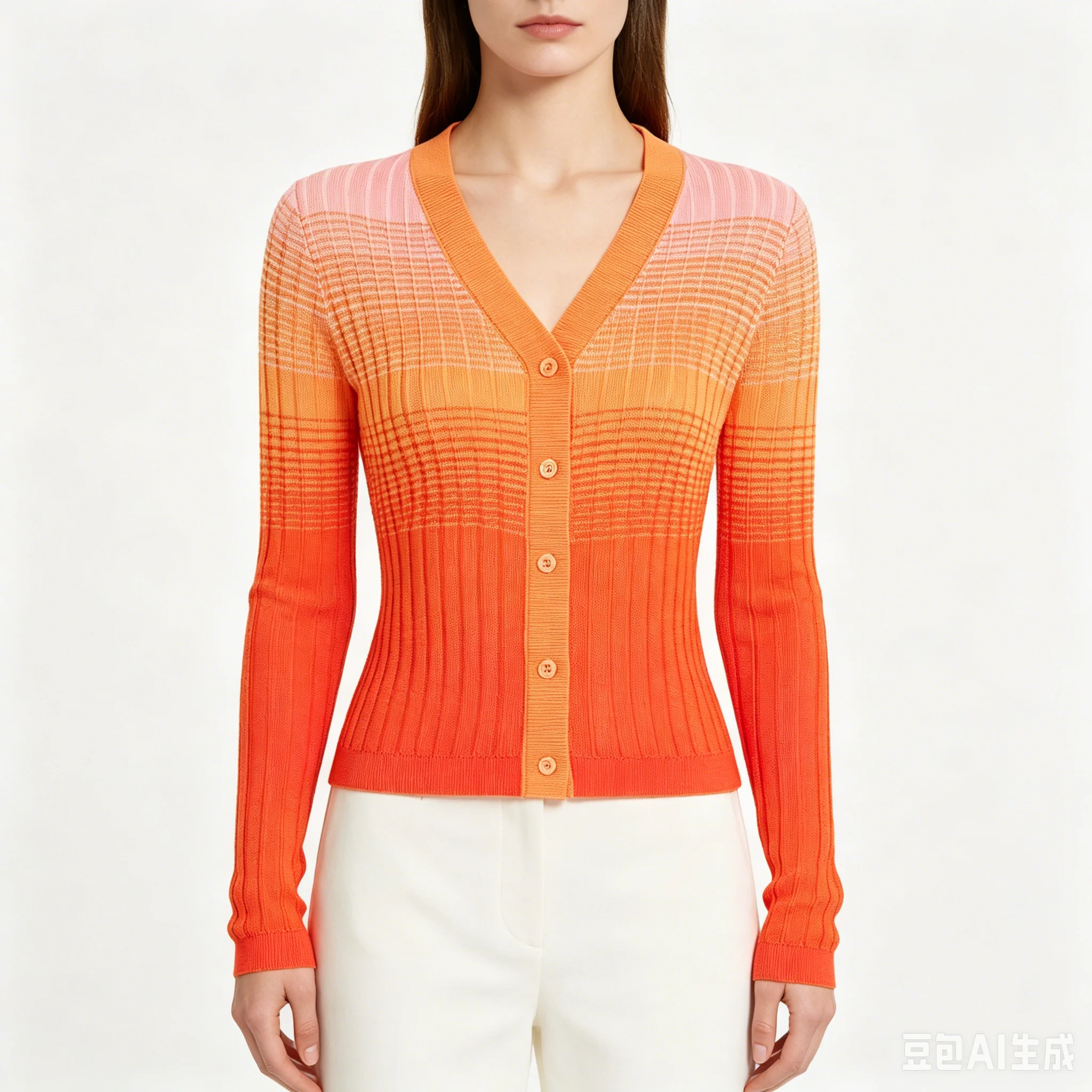 

High Quality Spring And Autumn New Fashion Commuting Gradient Knitted Women's Long Sleeved Top Jacket+Sleeveless Dress Set