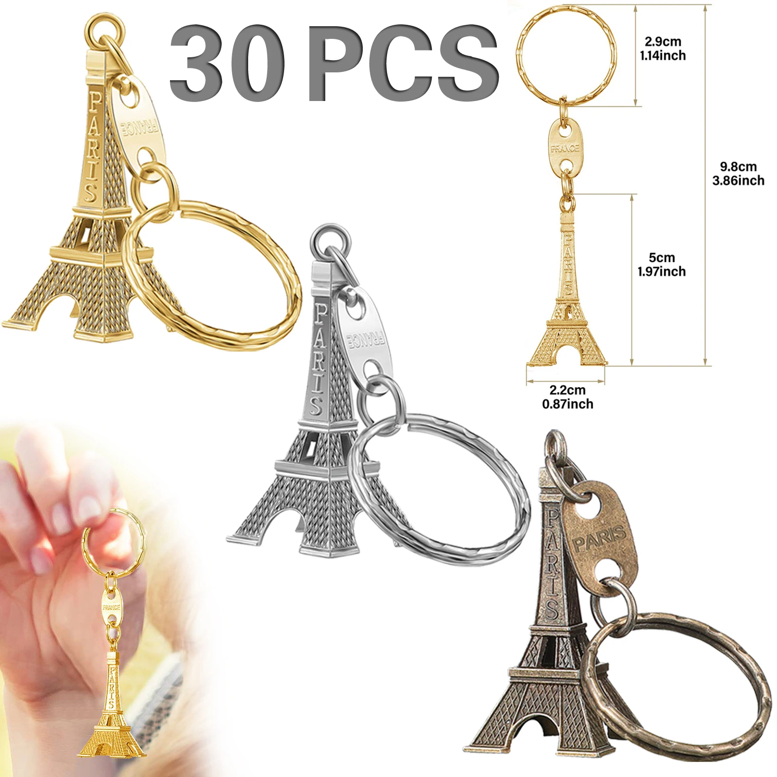 

30Pcs Keyring Eiffel Tower Key Chain Keychain Pendant Decorations