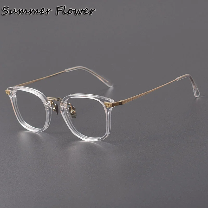 

Acetate Frame Men Titanium Glasses Women Fashion Optical Myopia Lenses Wide Bridge Gafas for Student