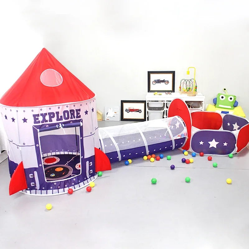 

Children's Play Tent, Rocket 3-Piece Crawling Tunnel, Kid's Yurt Tent, Boy's Indoor Toy Room, Girl Princess House, New, 2022