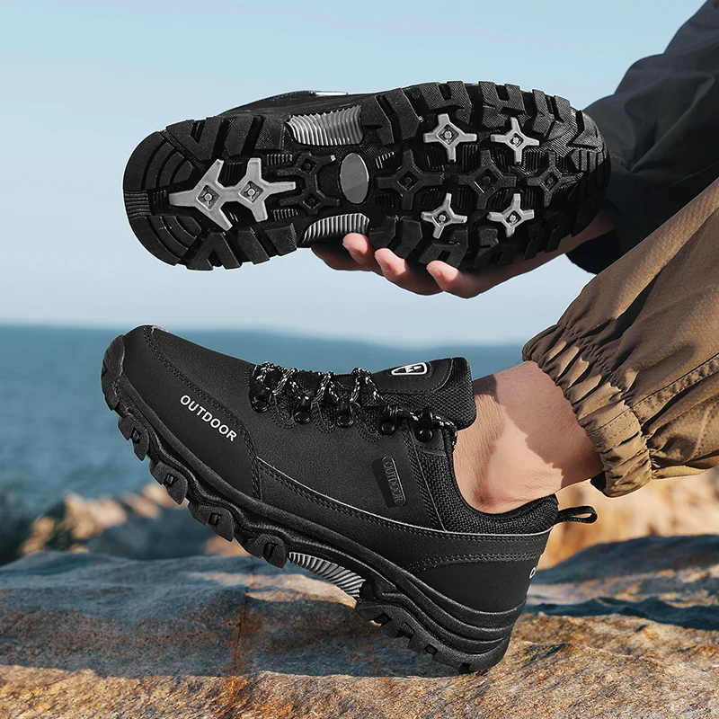 

Зимняя мужская кожаная повседневная обувь, уличная летняя мужская нескользящая треккинговая обувь на шнуровке, зимняя теплая ковбойская походная обувь для взрослых
