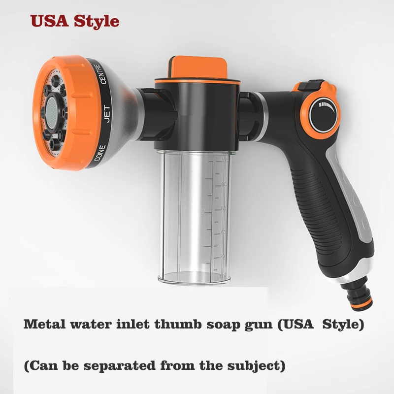 8 Modes Garden Irrigation Sprayer Gun High Pressure Duty Hose Nozzle With Dispenser Car Wash Foam Soap Gun