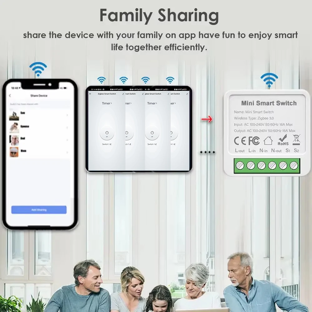 Tuya WiFi Smart Switch Relay-Ultimate Dual Control APP And Traditional,Alexa/Google Home Assistant Compatible, APP Remote Timer
