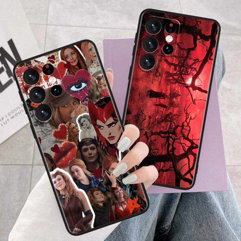 Marvel Wanda Django Maximoff funda de teléfono para Samsung Galaxy S23 S22 S21 S20 FE Ultra S10e S10 S9 S8 Plus Lite, cubierta negra