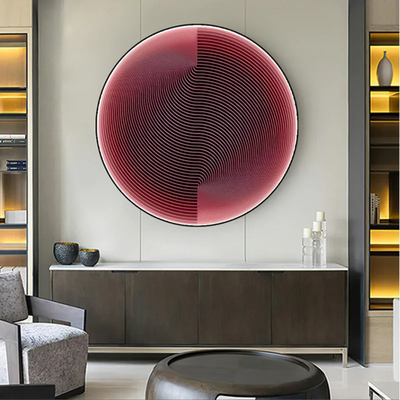 Circular Luminous Decorative Painting Abstract Entrance LED Light Hanging Painting Living Room Sofa Background Mural Light
