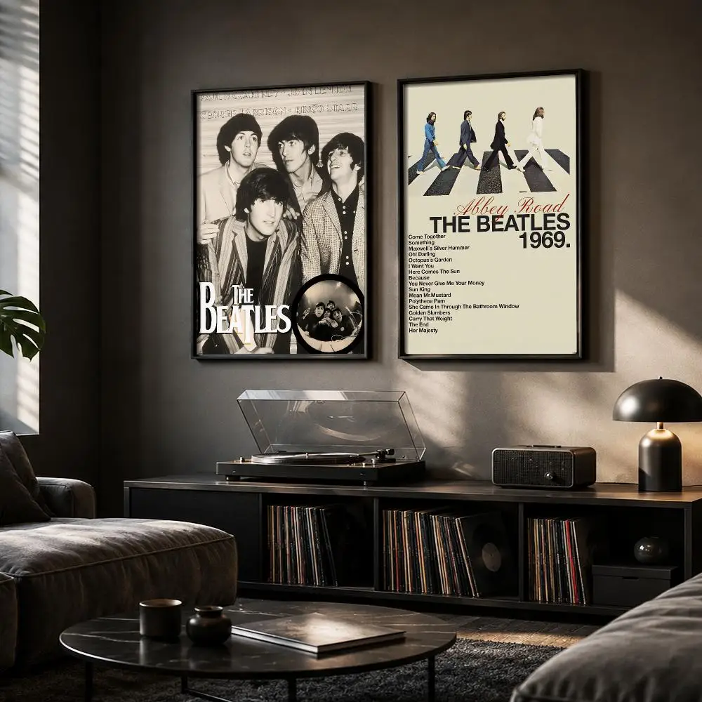 The B-Beatles Music Album Painting Calligraphy Canvas Poster Hallway Bedroom Living Room Home Bar Decoration Interior Wall
