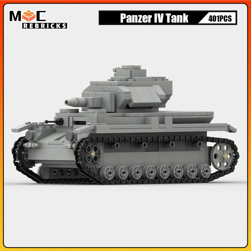 WW2 Military Series Panzer IV Tank Model Building Blocks DIY Tracked Armored Vehicle High-tech Bricks Toys Children's Souvenirs