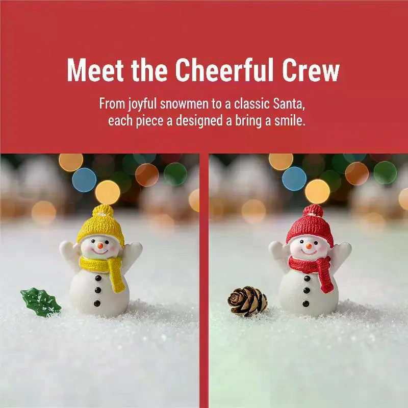 Mini Christmas Resin Figurine: Cute Santa Snowman Micro Landscape Desktop Home Decoration