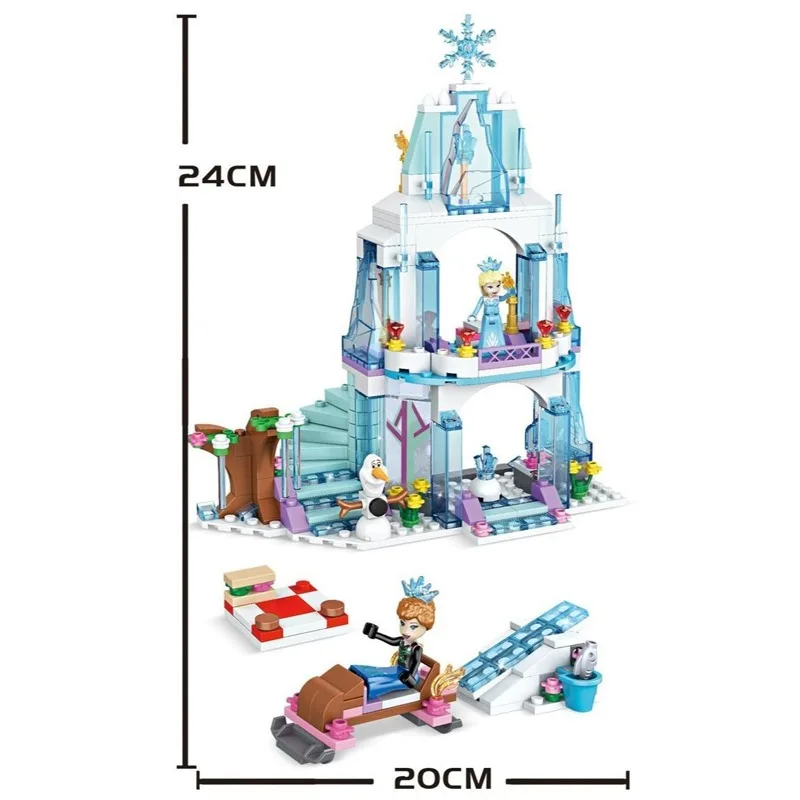 Elsa Ice Castle Building Blocks Set Princess Ice Palace Bricks Toy with Olaf & Sled Creative STEM Gift for Girls view 4