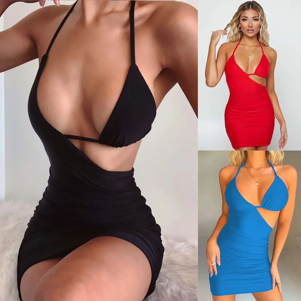 

Women's Hip Summer Sexy Suspender Pleated Nightclub Party Hollow Out Dresses Plus Size 9XL 8XL 7XL 6XL 5XL XXXXL Mujer Vestido