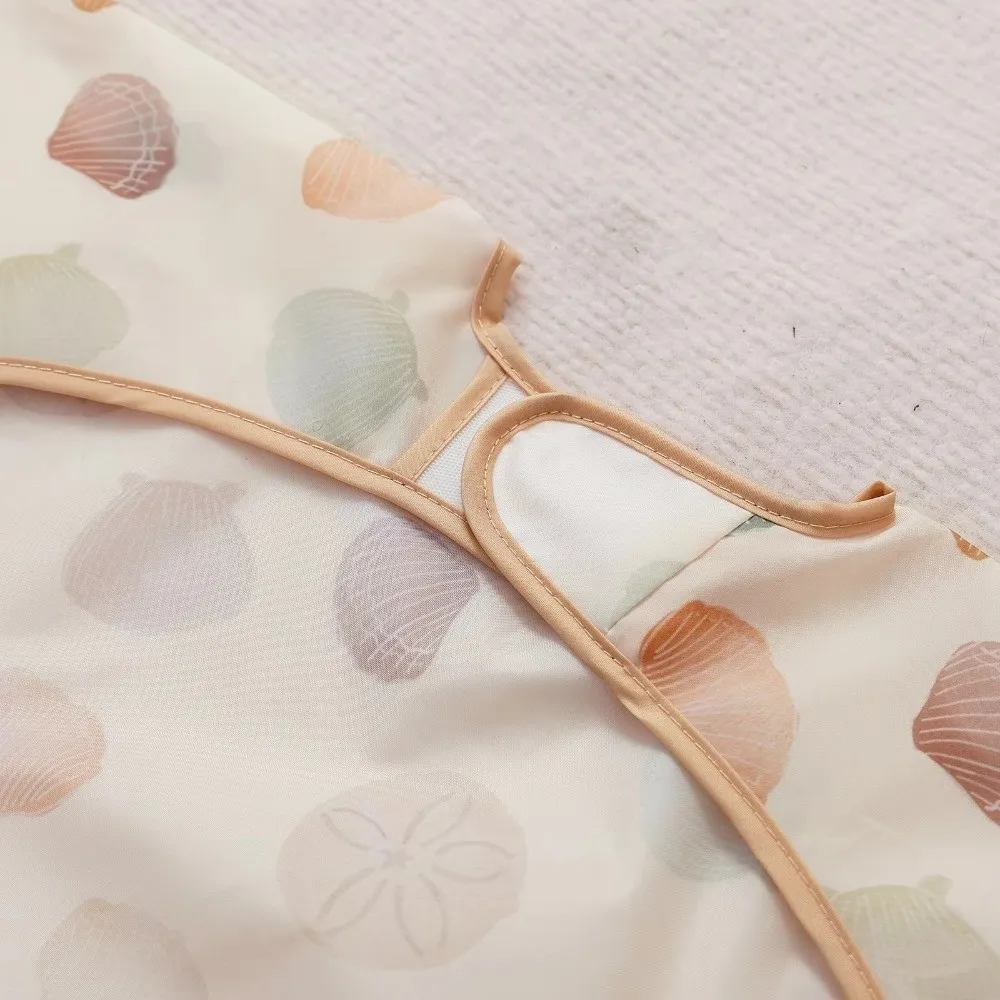 

Washable Waterproof Baby Bibs Colorful Cartoon Printing Pocket Design Feeding Apron Long Sleeve Water Dirt Proof