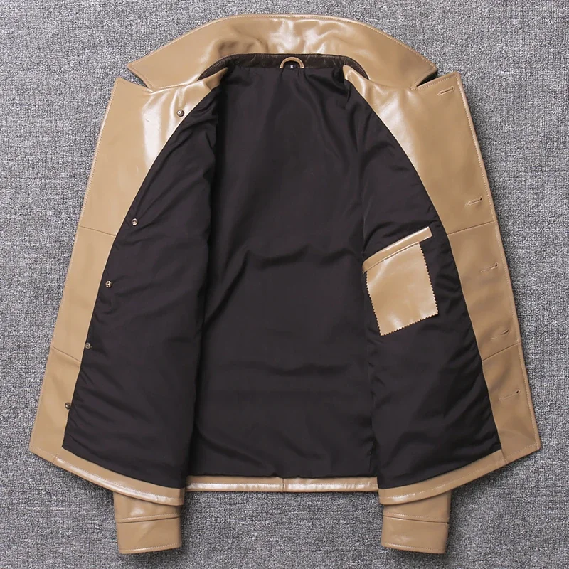 AYUNSUE 本革ジャケット男性ショート本物の牛革コート春秋オートバイメンズレザージャケット Casaco 1810 YY1363