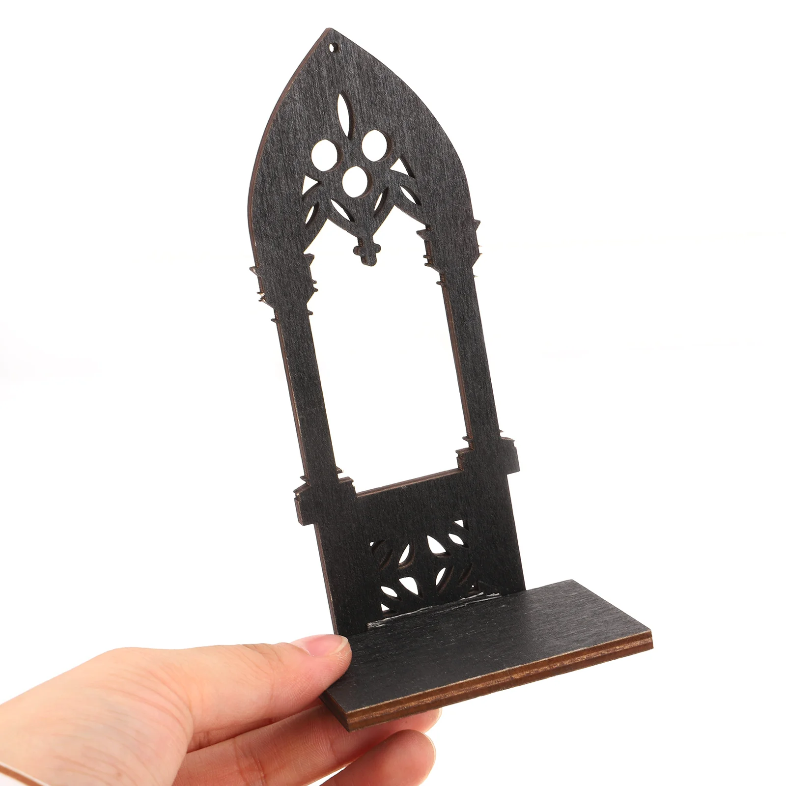 زوج واحد من حامل القوطي العتيق على شكل قوس فريد من نوعه حامل أسود لشموع عمودية ديكور منزلي لعيد الميلاد #5