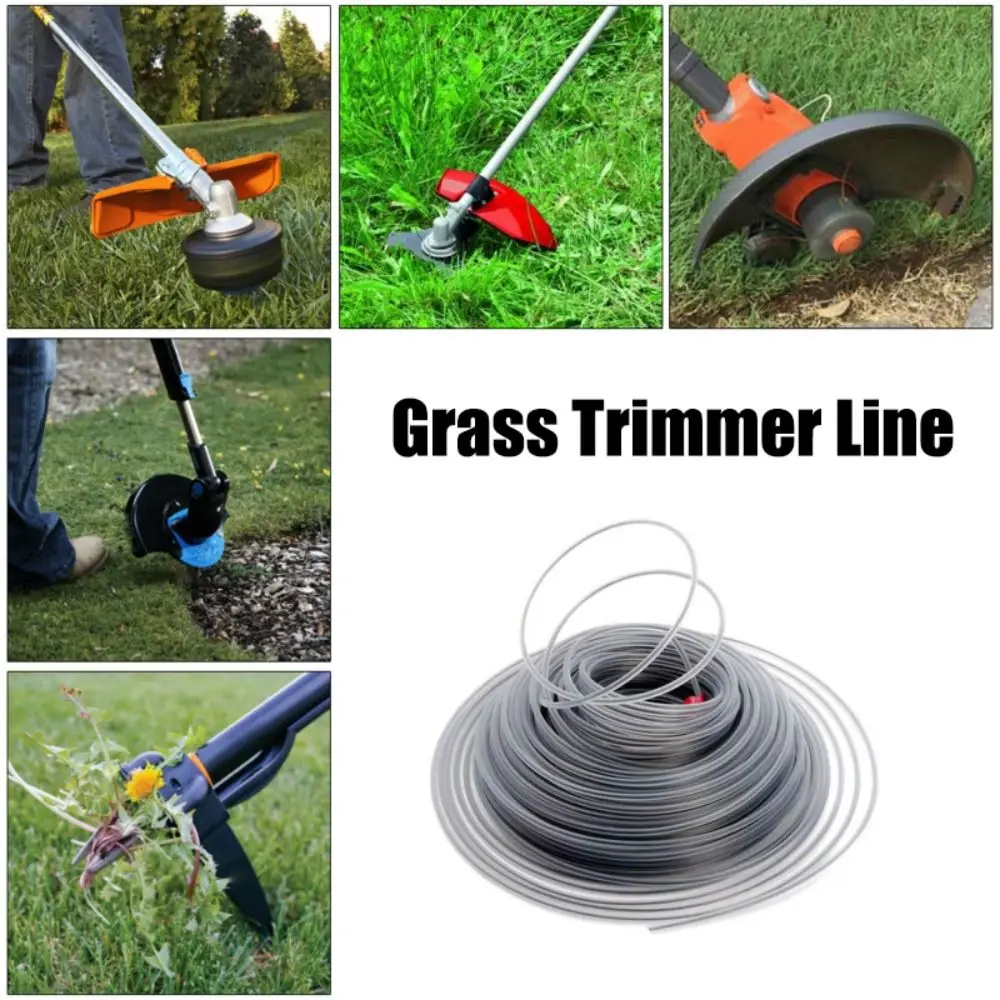 5m/10m/15m*2mm/2.4mm/2.7mm/3mm/3.3mm Grass Trimmer Line Nylon and Steel Wire Round Shape Brush Cutter Rope Braided Texture