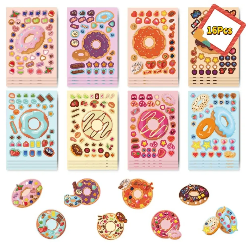 New 12/16 Sheets Stickers Ice Cream Dessert Decals Favor Supplies for Kids DIY Ice Cream Stickers for Party Toys Christmas Gifts