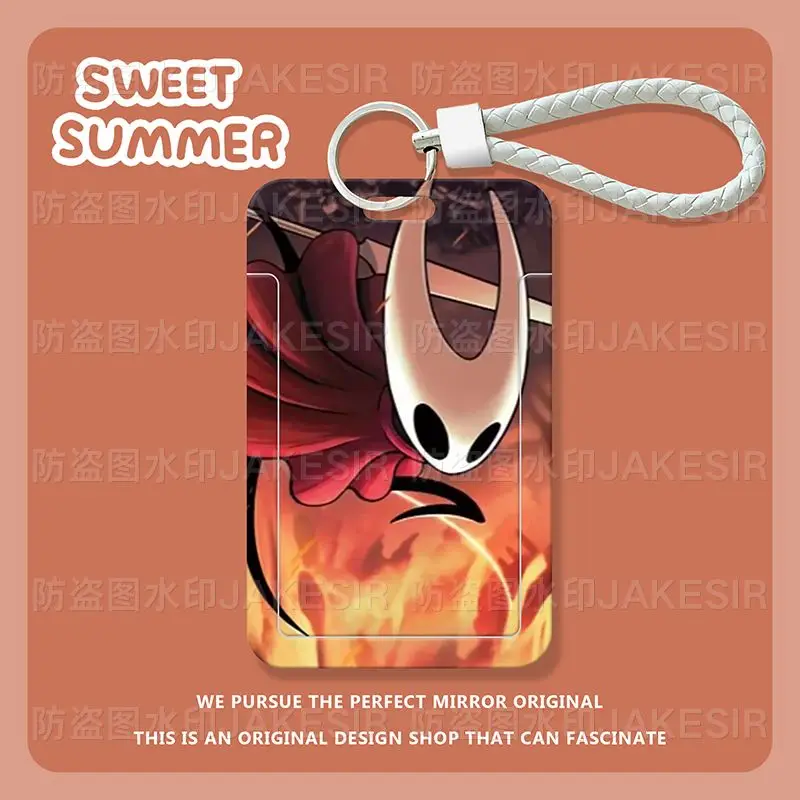 Porta carte scorrevole per studenti di merchandise anime Hollow Knight per biglietti da pasti, biglietti da autobus, documenti, copertina protettiva per carte di accesso
