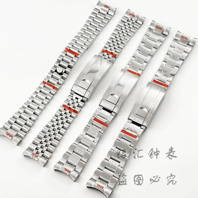 20MM Width Silver Presidential Solid Bracelet 904L Stainless Steel Glide Lock Clasp Wristband for Sub Log NH34 NH35 Watch Case AliExpress 1511