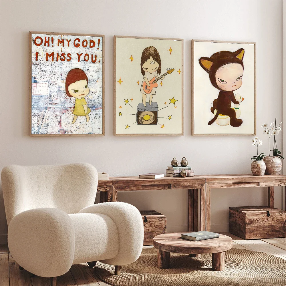 Y-Yoshitomo Nara Poster DIY Poster Kraft Paper Vintage Poster Wall Art Painting Study Stickers Big Szie Wall Painting