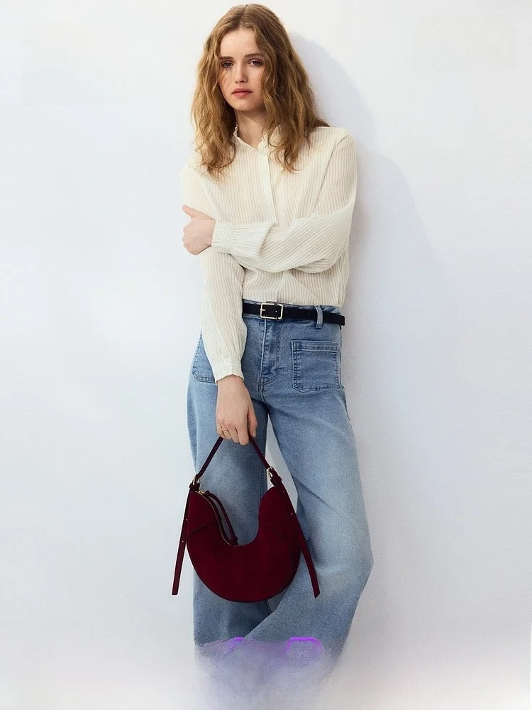 

Женская рубашка H&M, весна 2026, в корейском стиле, винтажная, с рюшами на воротнике, в клетку, элегантная, приталенная, с длинным рукавом, на пуговицах