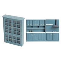 Wooden Miniature Kitchen Cabinet Dining Room Furniture Set Dollhouse Model Toys